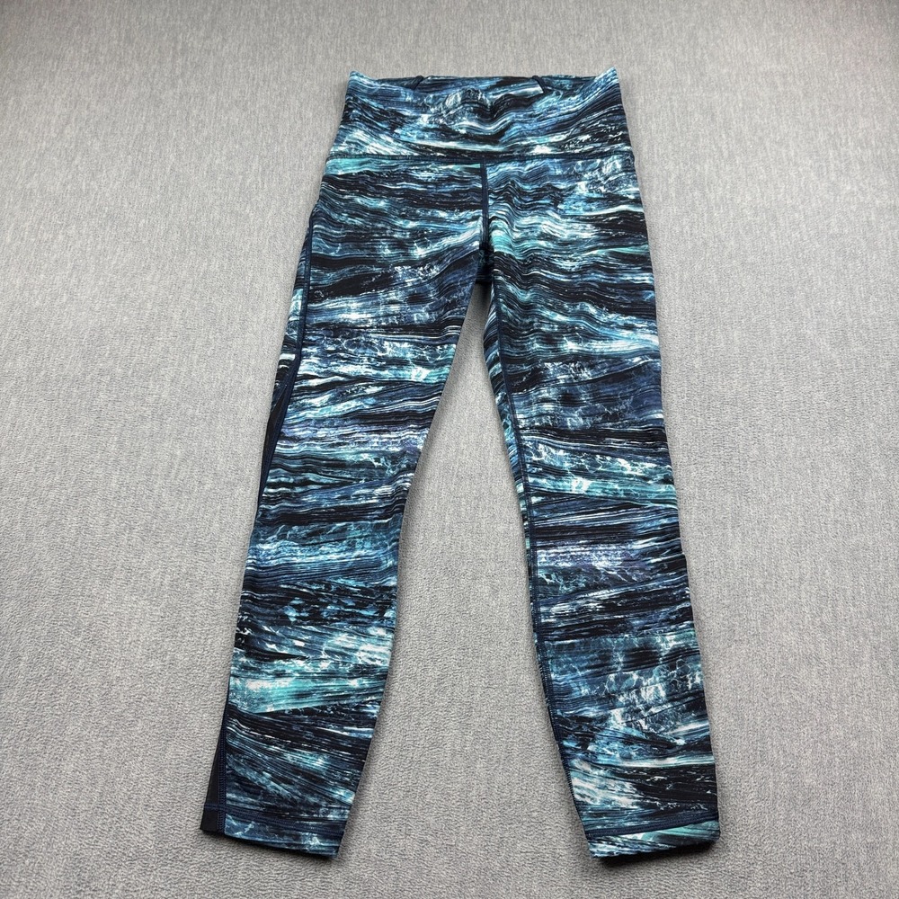 Lululemon Leggings Women 8 Blue Tidal Multi Train Times 7/8 Pant 25" Workout Gym